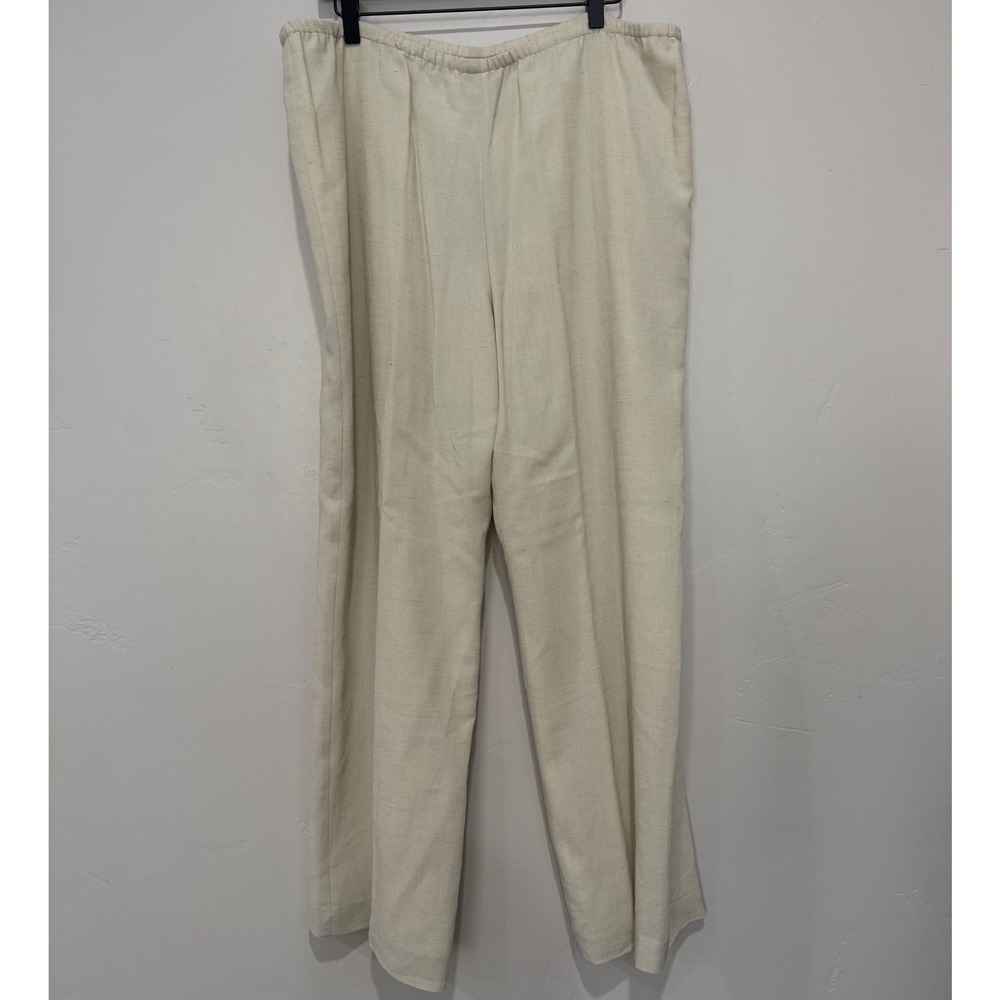 Sigrid Olsen Cream Linen Blend Straight Leg Elastic Waist Pull On Pants Women XL